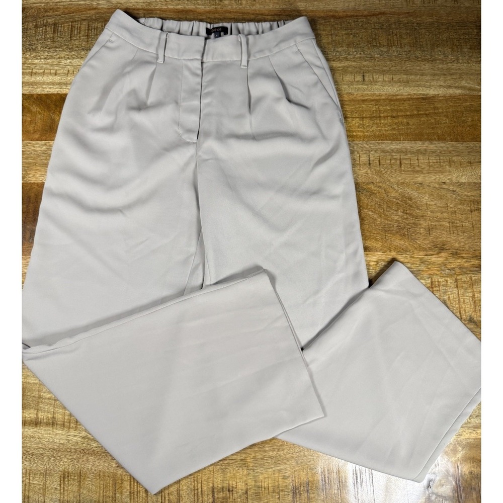 Quince Size 8 Stretch Crepe Pleated Wide‎ Leg Pants Taupe Elastic Back Career